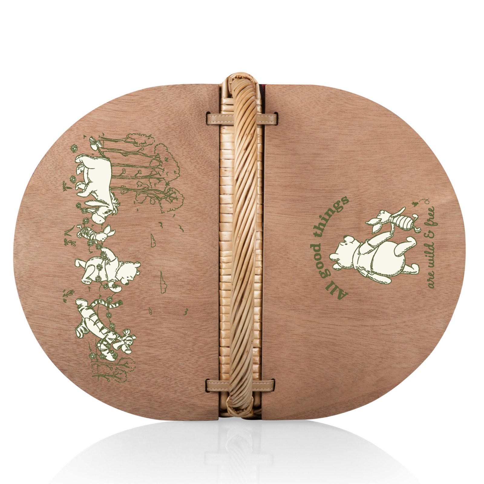 Open Winnie the Pooh wicker picnic basket