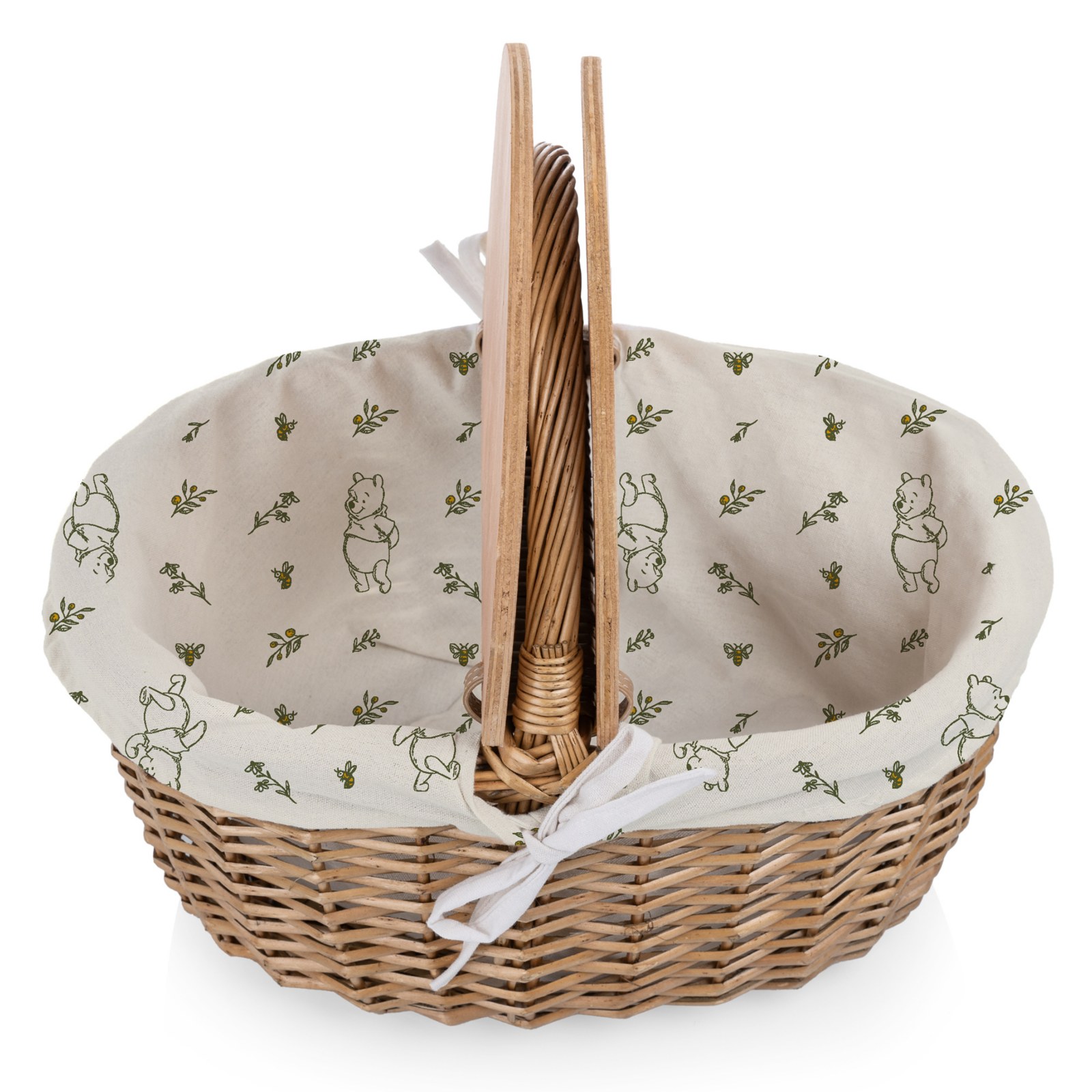 Winnie the Pooh picnic basket with one lid panel open