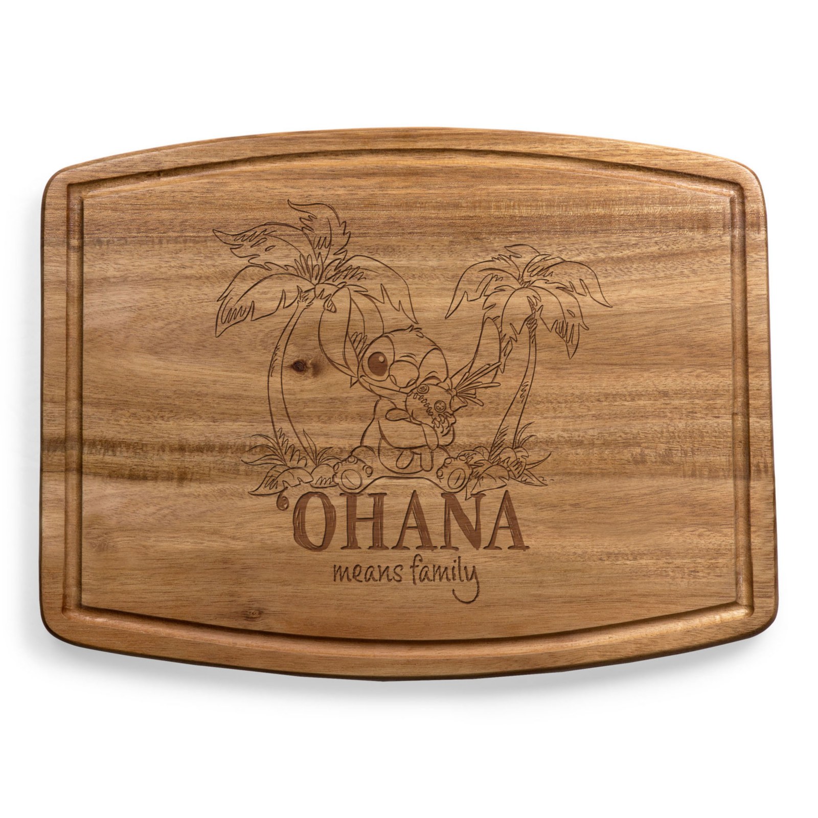 Lilo and Stitch Ohana acacia charcuterie board