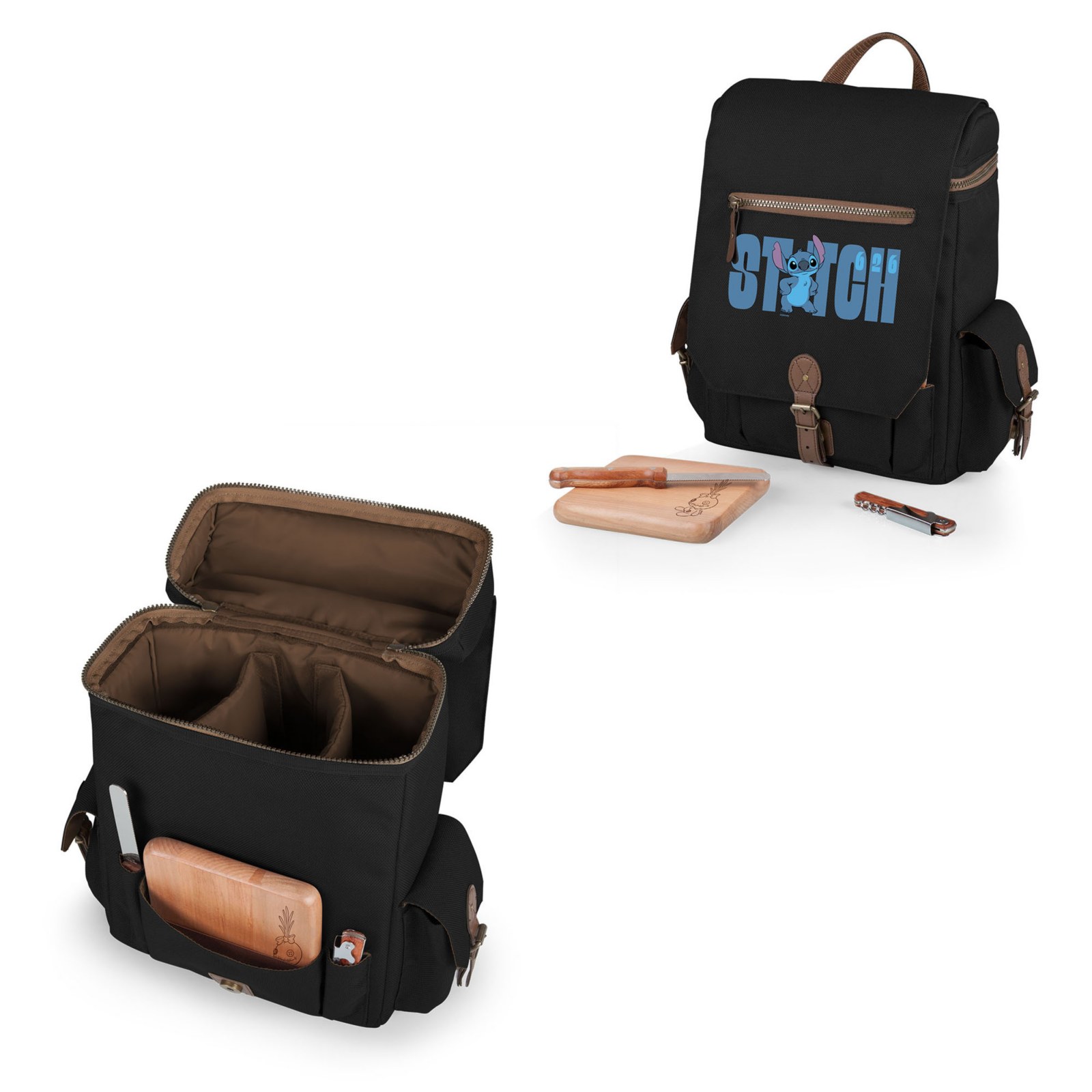 Person carrying the Lilo and Stitch wine tote outdoors
