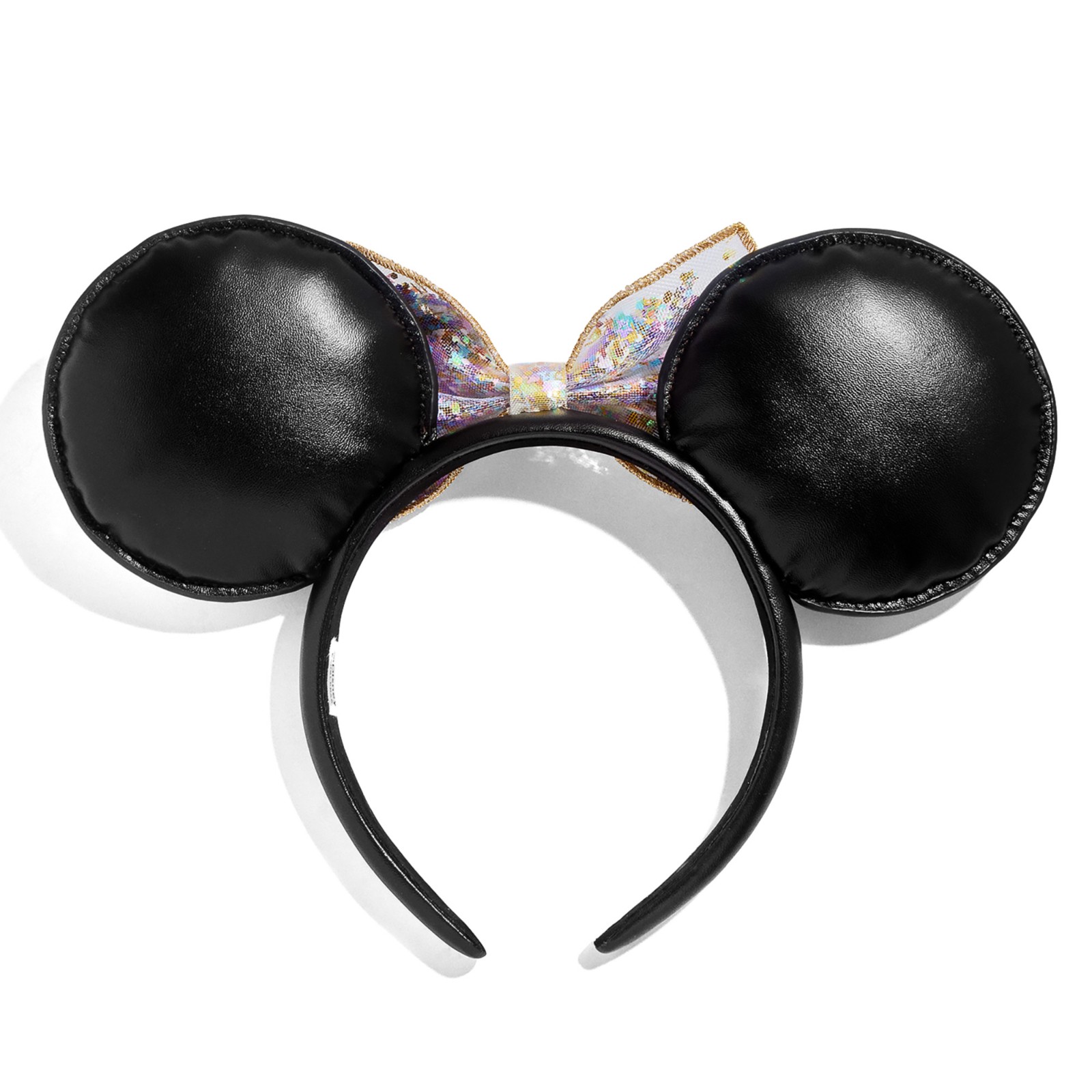 Back view of the black fireworks Minnie Mouse ear headband