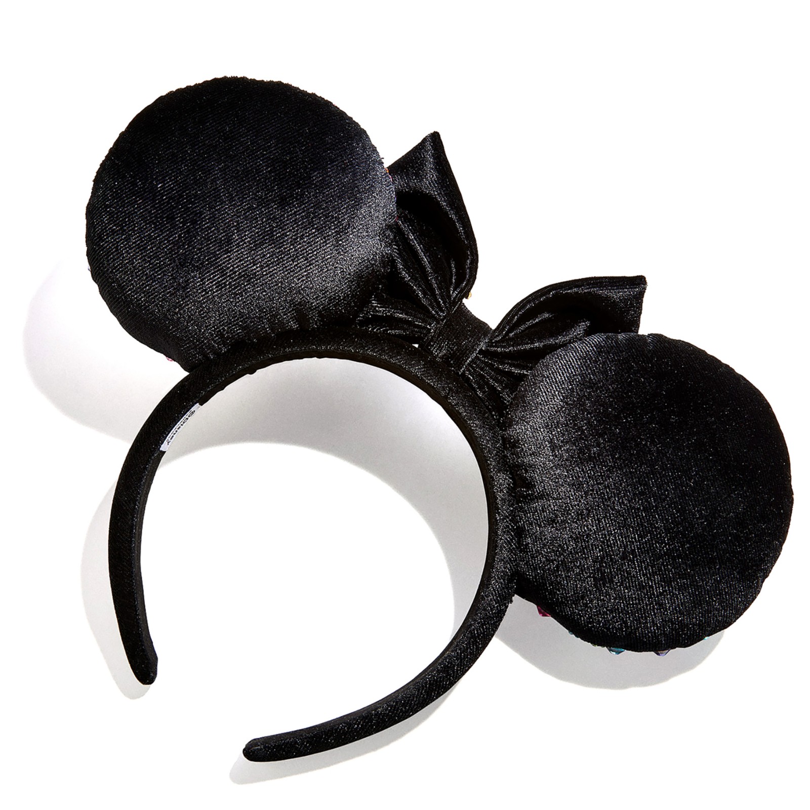 Back view of the multicolored crystal Minnie Mouse ear headband
