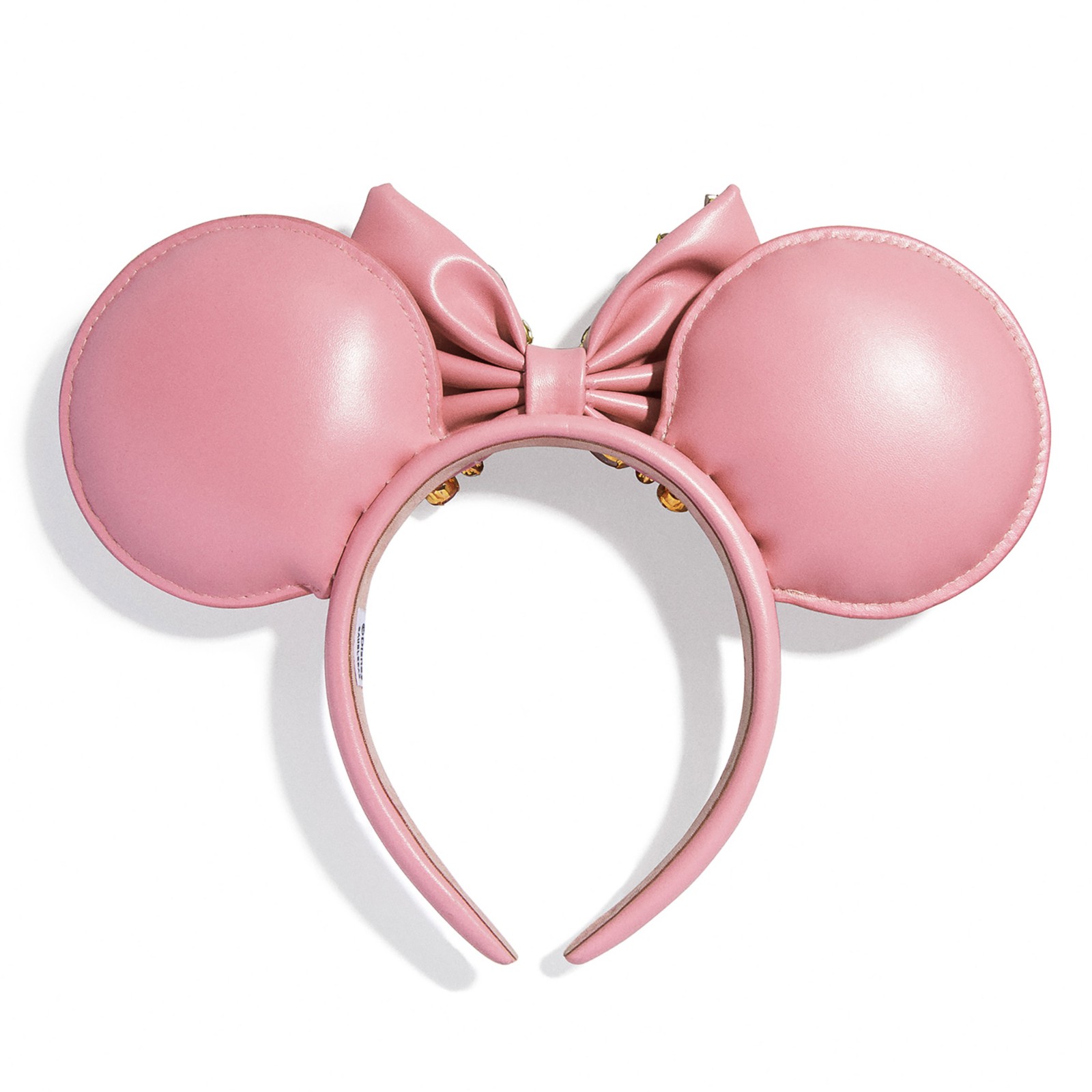 Back view of the pink crystal Minnie Mouse ear headband