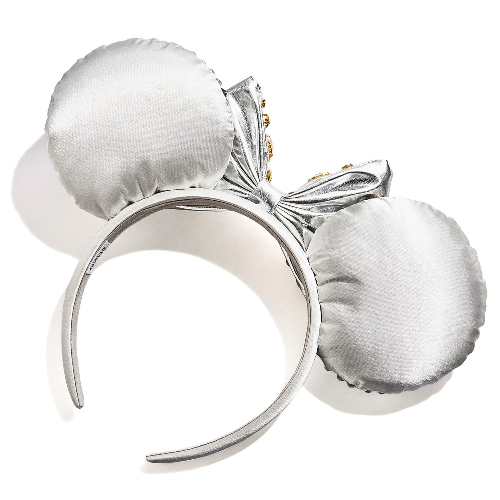 Back view of the silver crystal Minnie Mouse ear headband