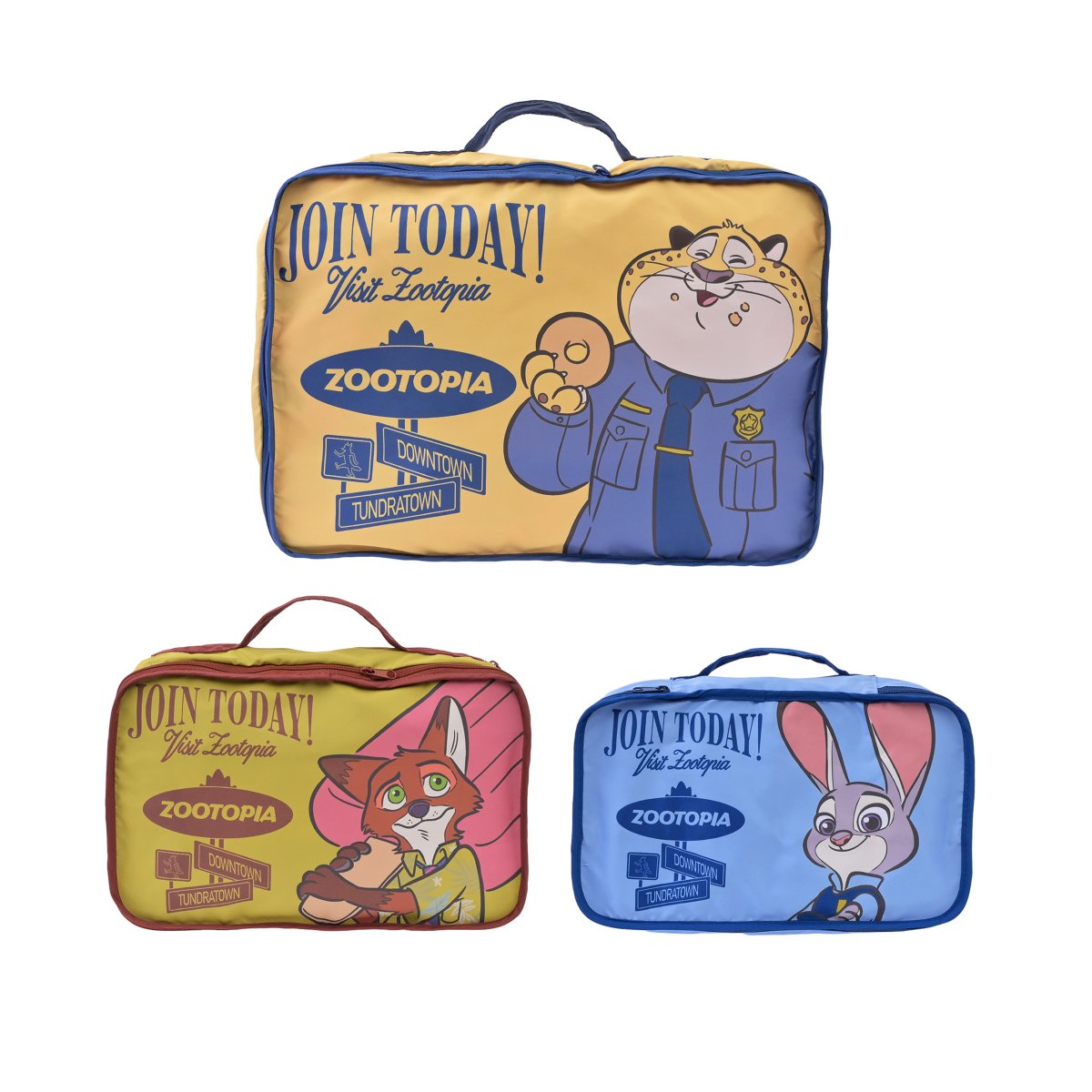 Three Zootopia compression packing pouches from Disney Store Japan