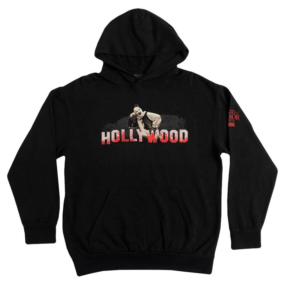 Halloween Horror Nights 2026 Hollywood Sign Art the Clown hoodie