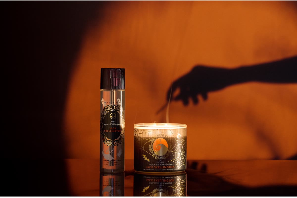 Jack Skellington fragrance mist and candle from the Nightmare Before Christmas Bath & Body Works collection