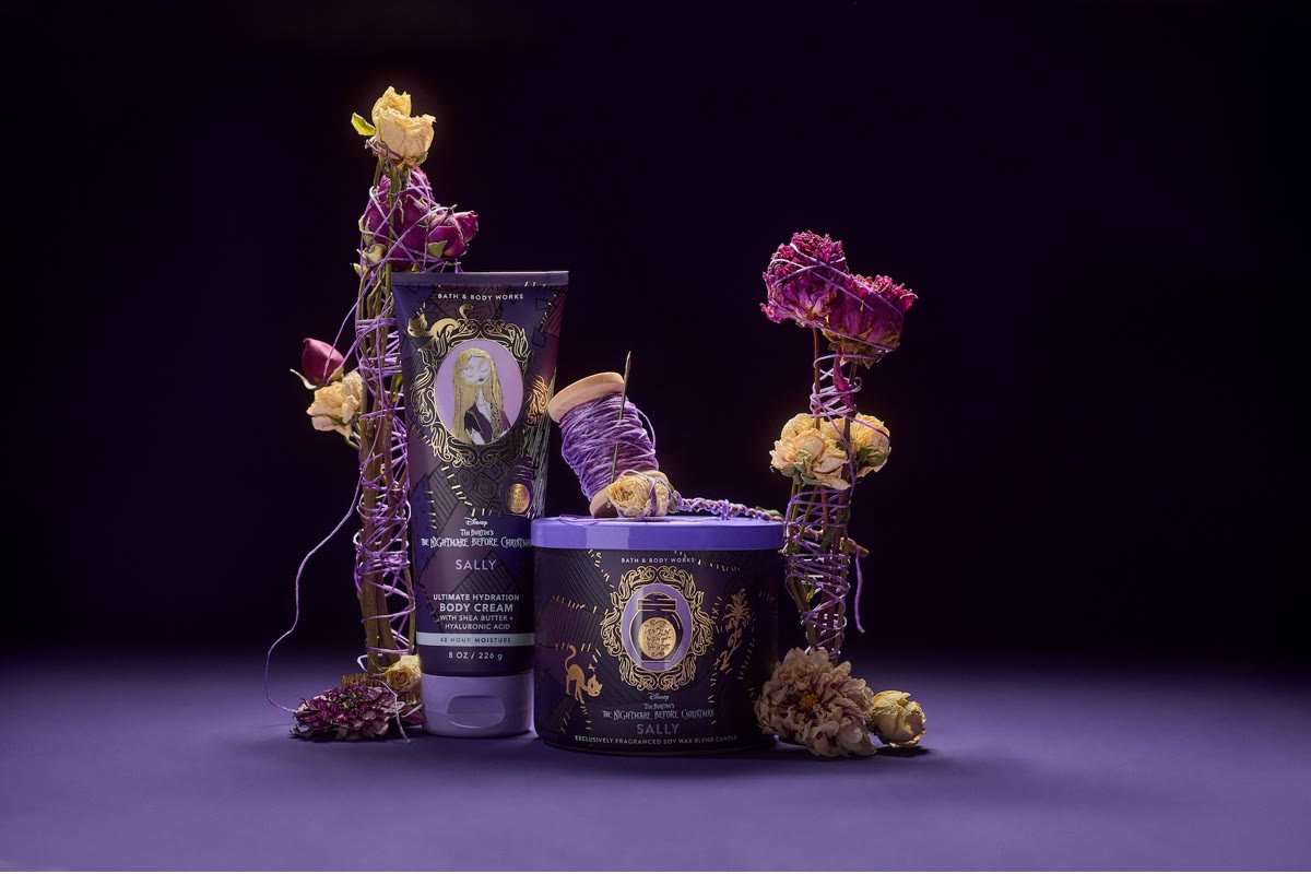 Sally body cream and candle from the Nightmare Before Christmas Bath & Body Works collection