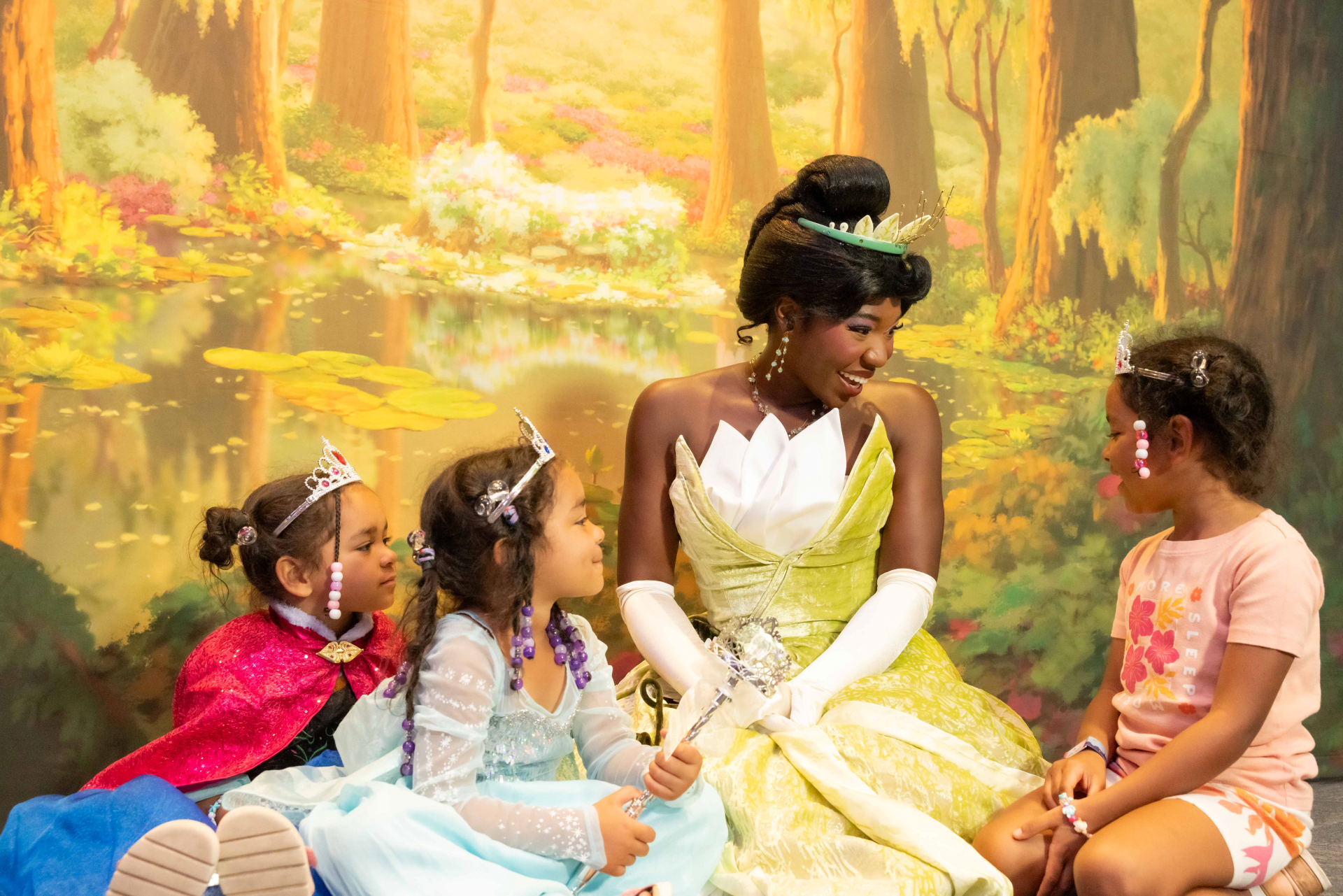 Princess Tiana and Louis at the World Princess Week celebration