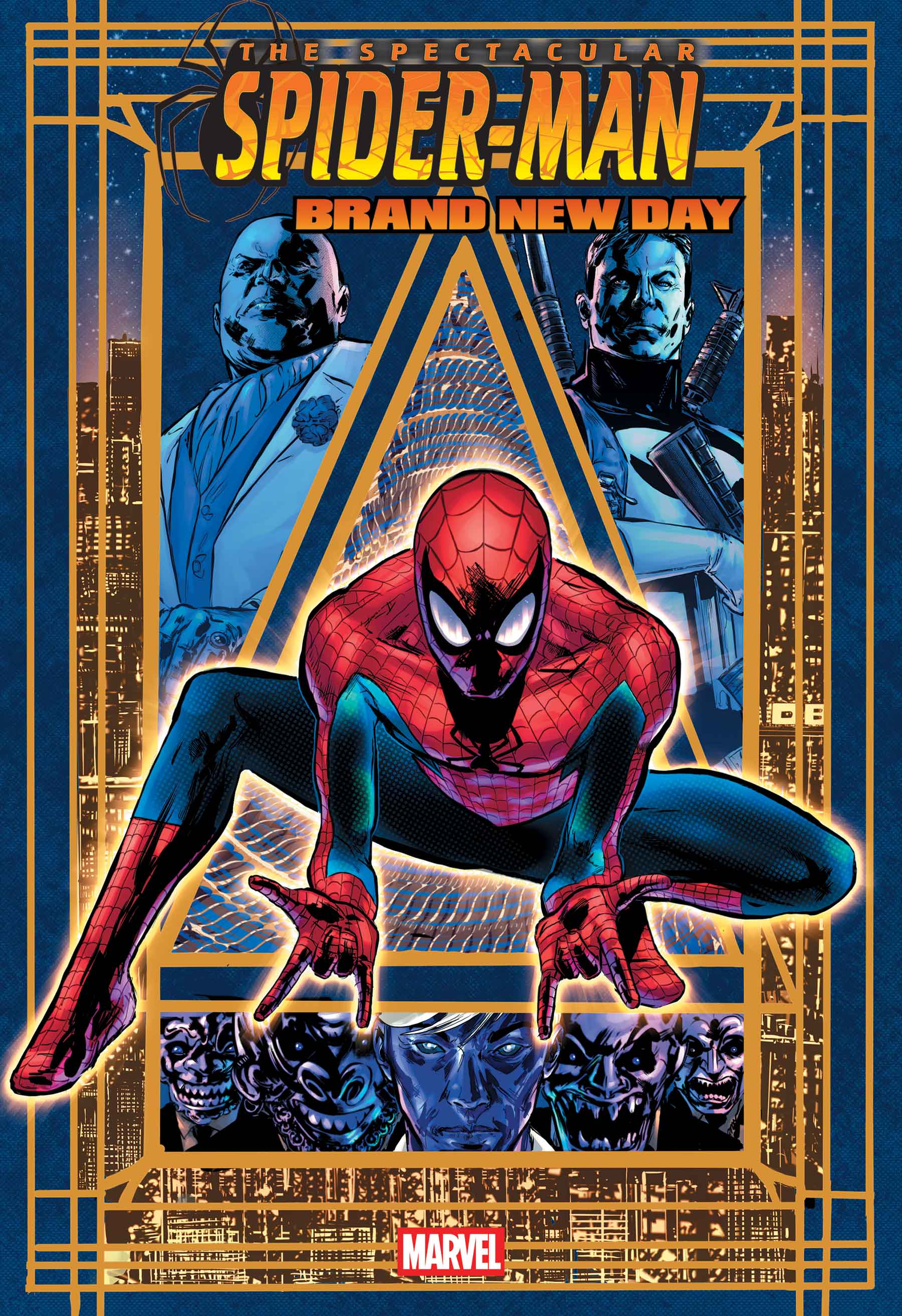 Marvel Comics Spectacular Spider-Man: Brand New Day cover featuring Spider-Man, Kingpin and the Punisher