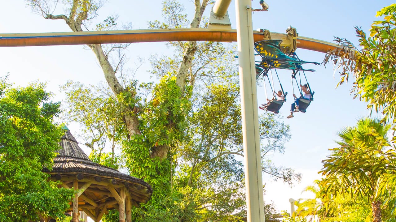 Pteranodon Flyers gliding above Camp Jurassic at Universal Islands of Adventure
