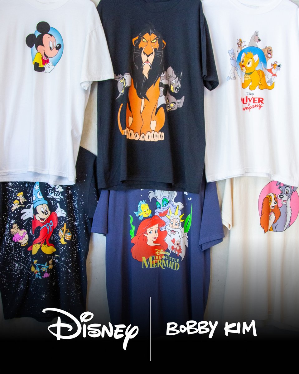 Disney and Bobby Kim T-shirts featuring Mickey Mouse, The Lion King, Oliver & Company, The Little Mermaid and other animated classics