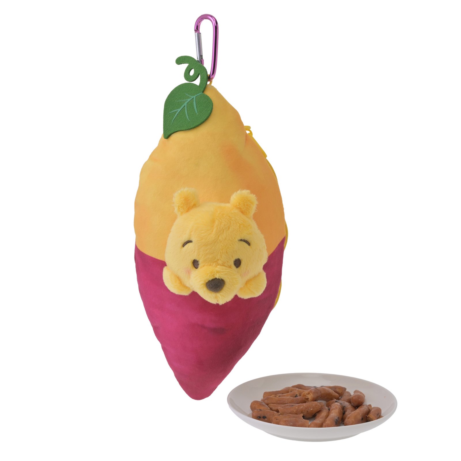 Pooh sweet-potato karinto in a potato-shaped pouch with carabiner from Disney Store Japan
