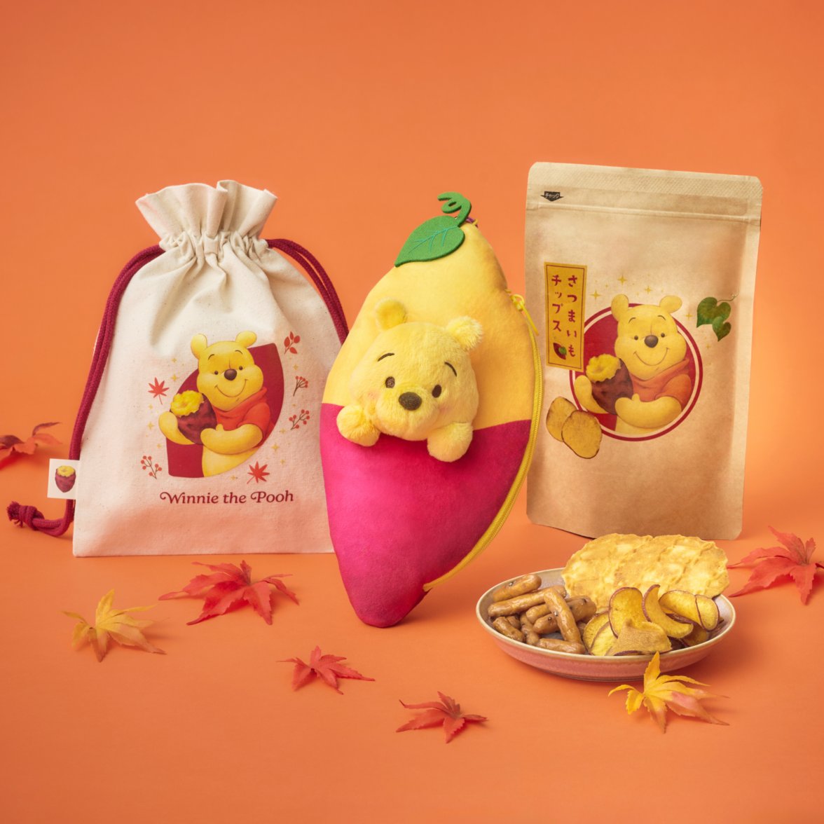 Winnie the Pooh sweet-potato snack products shown together in Disney Store Japan's official announcement image