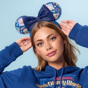 Walt Disney World 55th-anniversary ear headband with park and character artwork