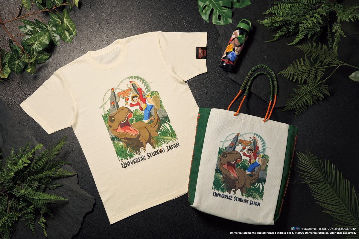 One Piece and Jurassic Park merchandise from Universal Studios Japan's 25th-anniversary collaboration