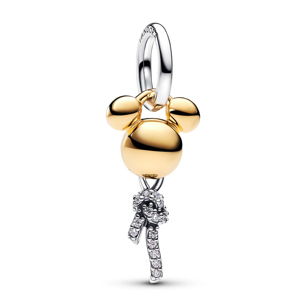 Mickey Mouse Balloon Dangle Charm by Pandora with a gold-toned balloon