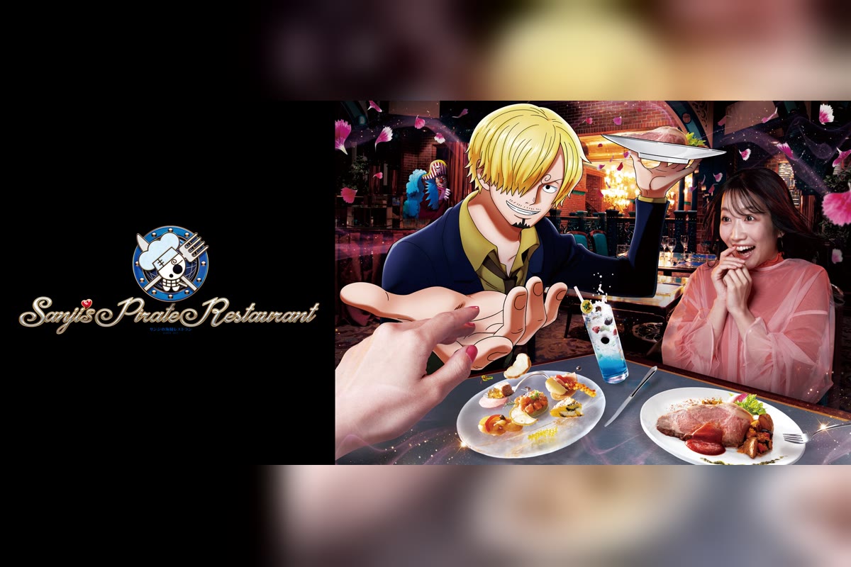Sanji's Pirate Restaurant event artwork and dining scene at Universal Studios Japan