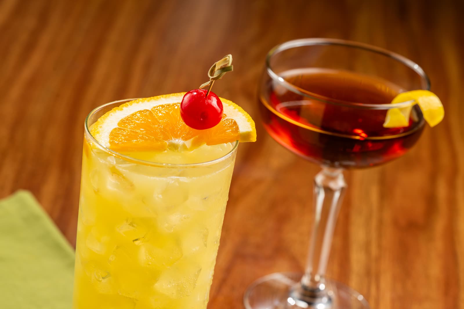 Two drinks photographed for The Turf Club Lounge announcement
