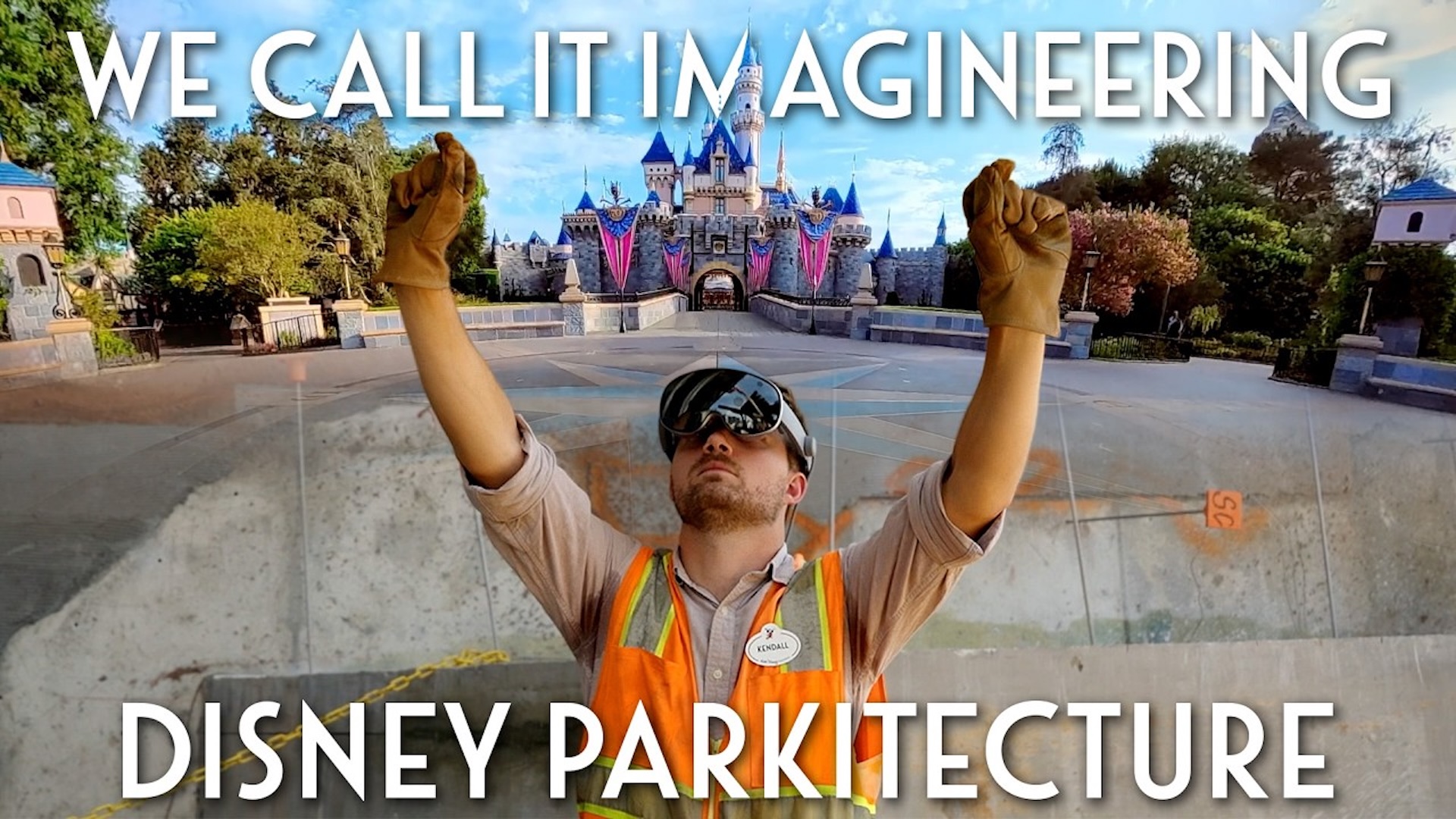 We Call It Imagineering Disney Parkitecture image with an Imagineer in front of Cinderella Castle