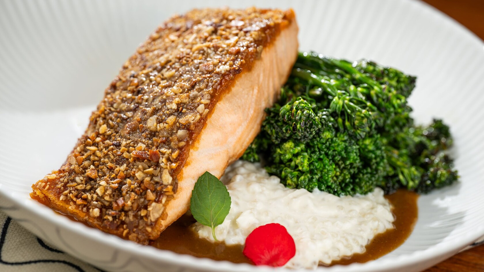 Almond-Crusted Salmon at Le Cellier Steakhouse