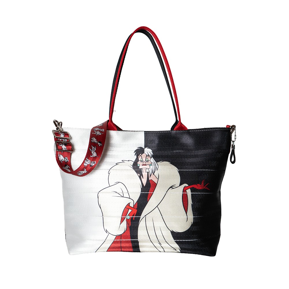 Side detail of the red 101 Dalmatians Harveys tote bag