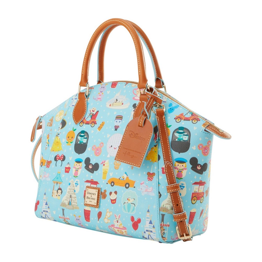 Disney Parks Dooney and Bourke satchel with a colorful park-inspired pattern
