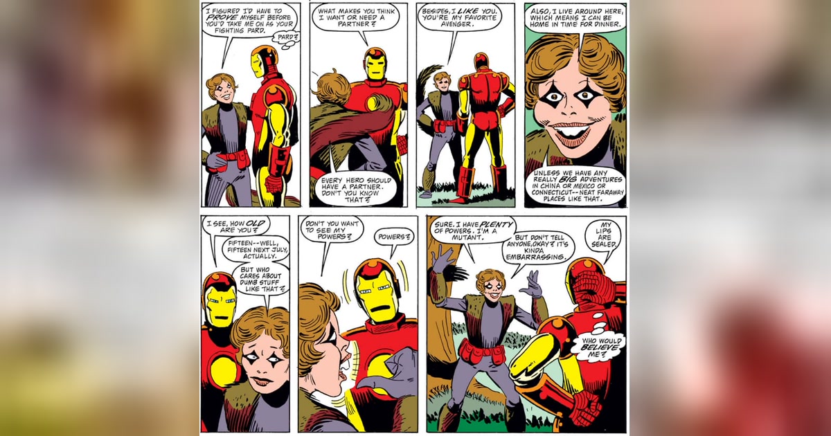 Squirrel Girl and Iron Man appear in a page from Marvel Super-Heroes #8