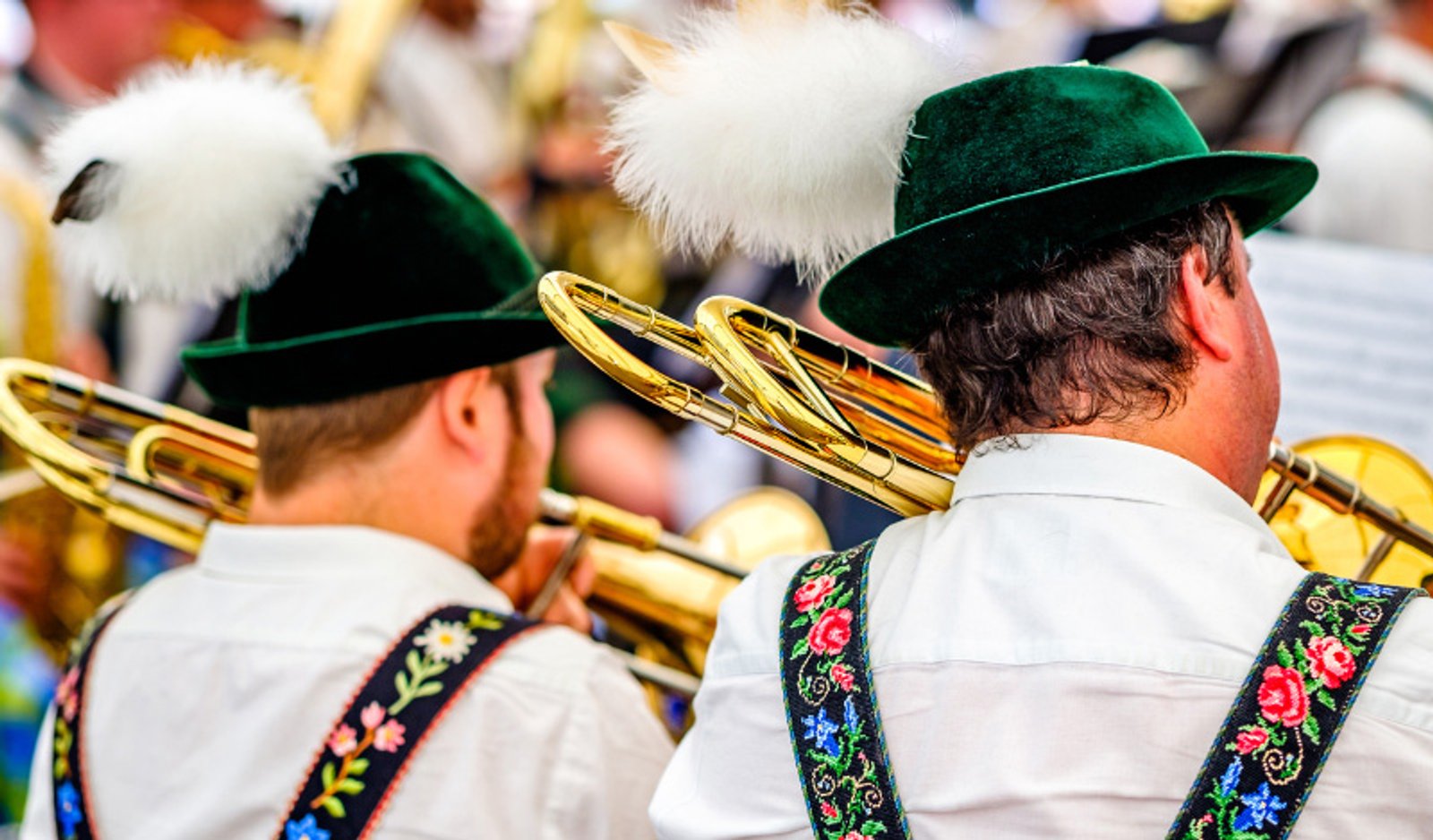 Musicians perform during Oktoberfest at Six Flags Great Adventure