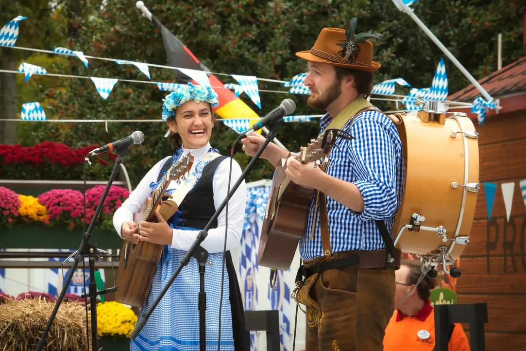 Gutentag Players perform during Oktoberfest at Six Flags Over Texas