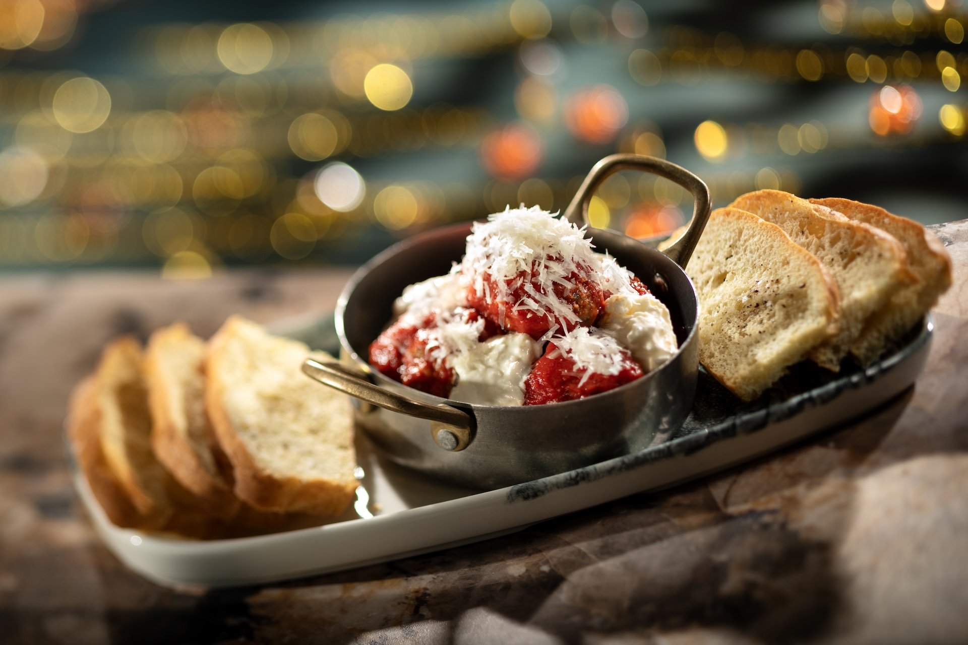 Meatballs and bread from the Hurly-Burly menu