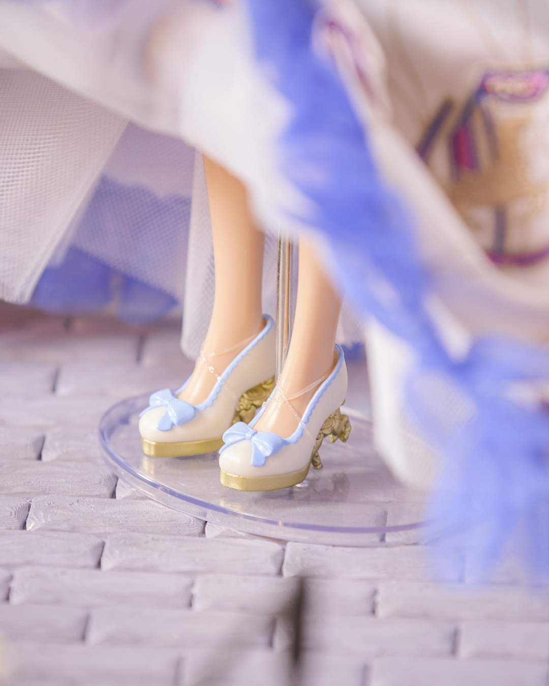Close view of the Cinderella doll's glass slipper