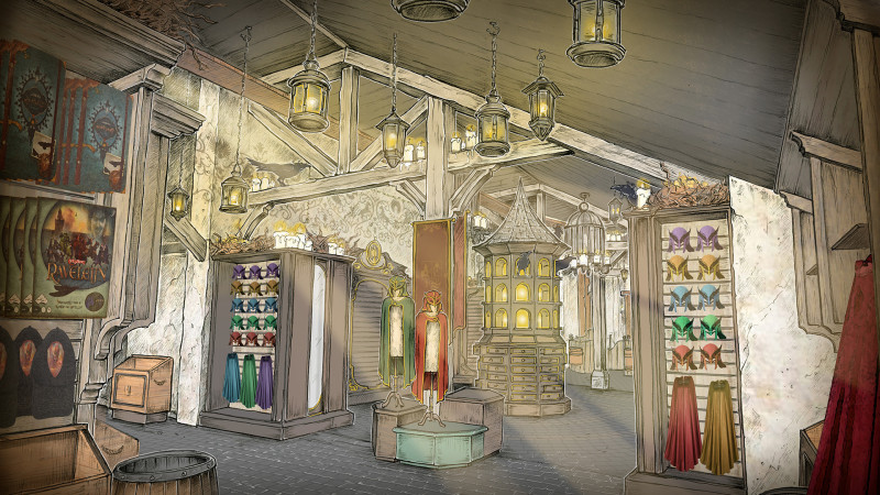 Concept art of the new In den Ravenkorf shop in Efteling's Raveleijn area