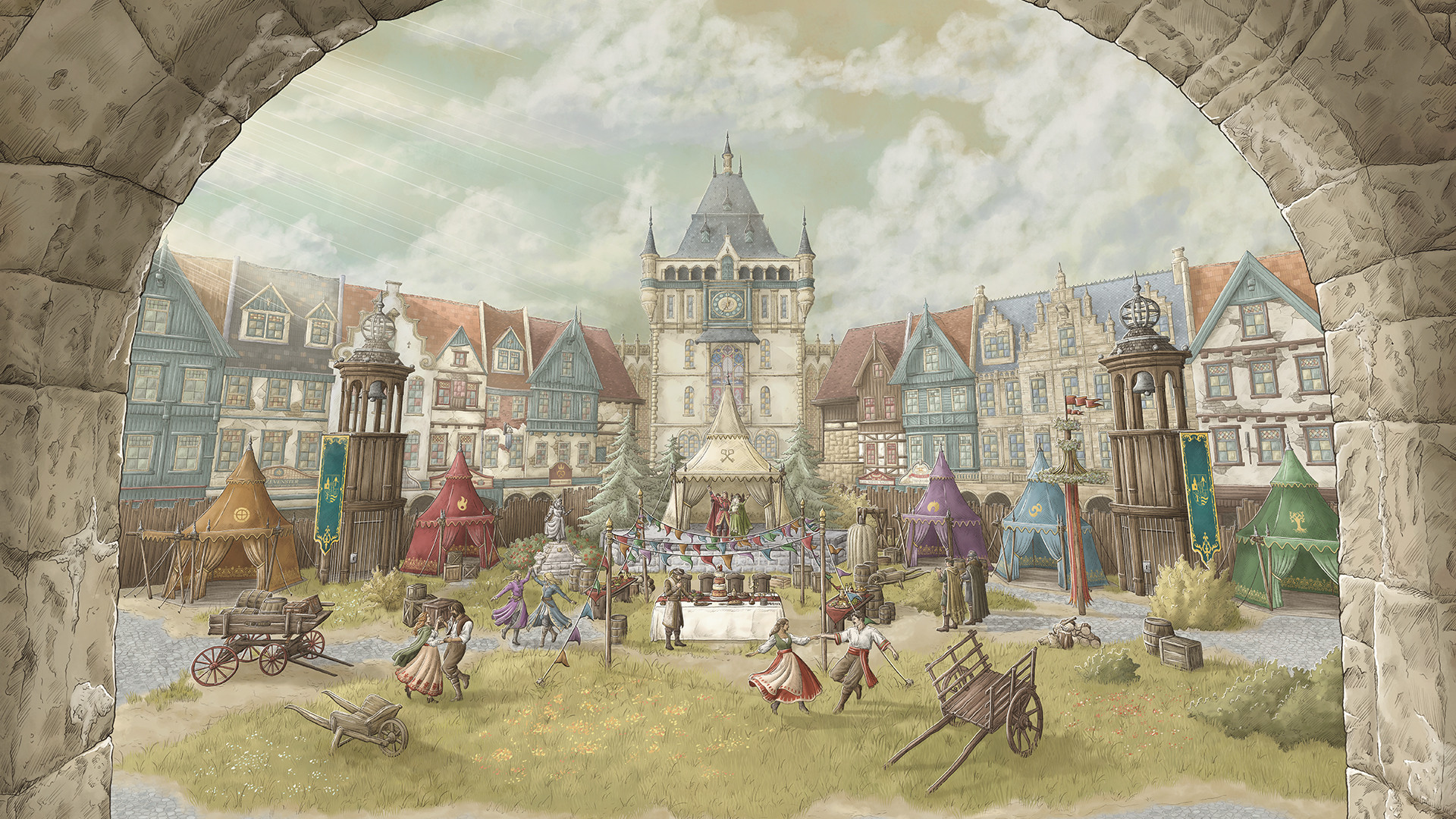 Concept art of Efteling's renovated Raveleijn city with its central castle and new themed area