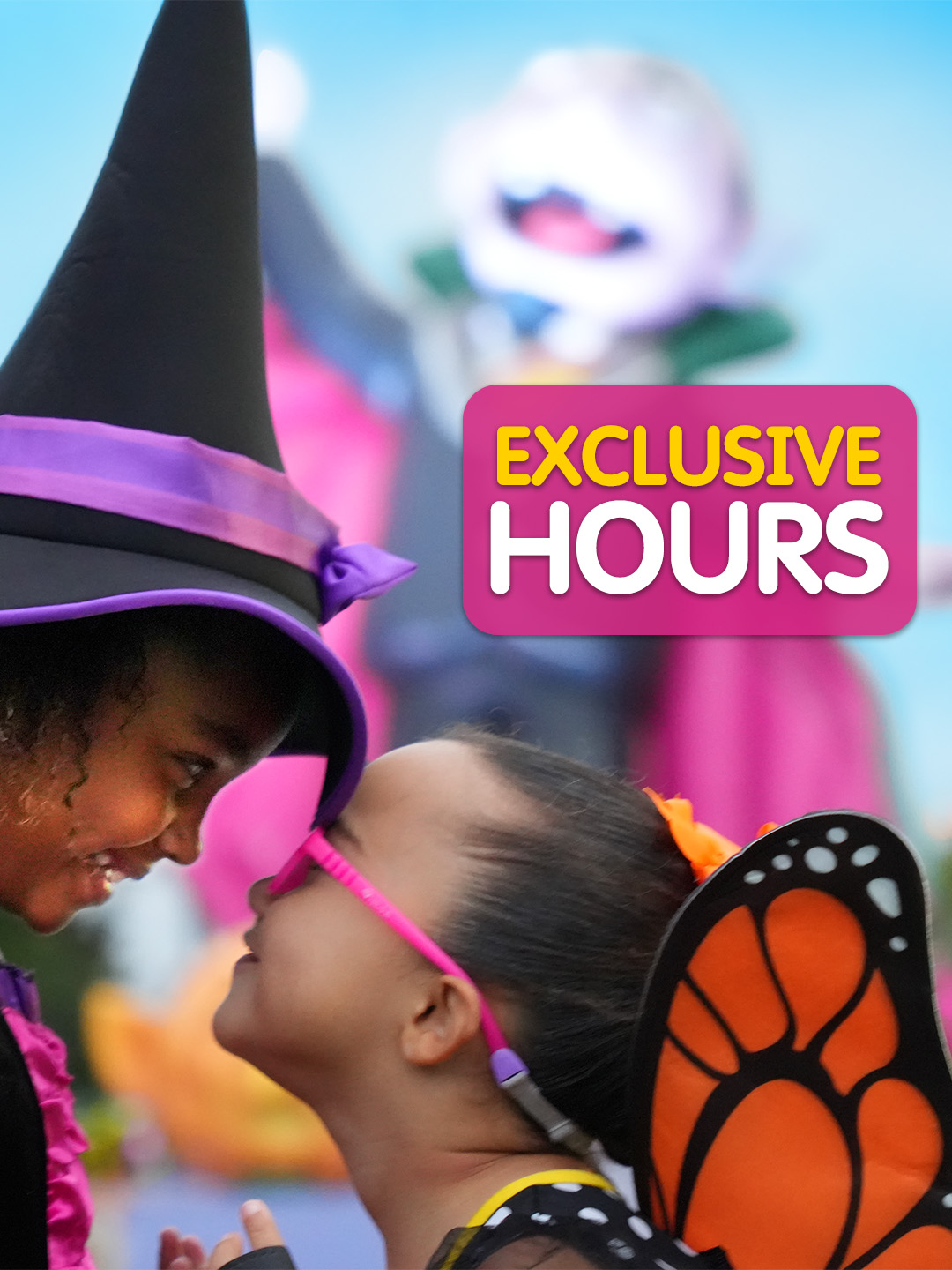 Sesame Place Count's Halloween Spooktacular exclusive hours graphic with a child and character