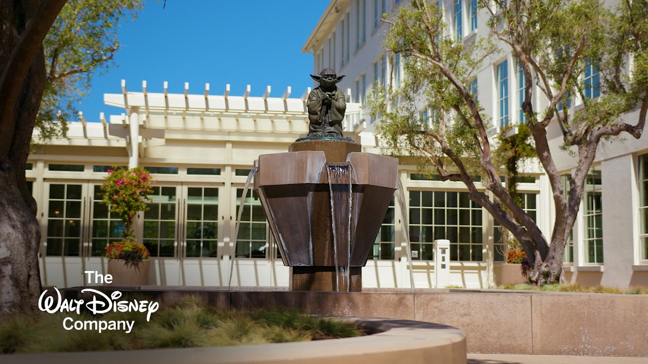 Yoda fountain outside The Walt Disney Company campus