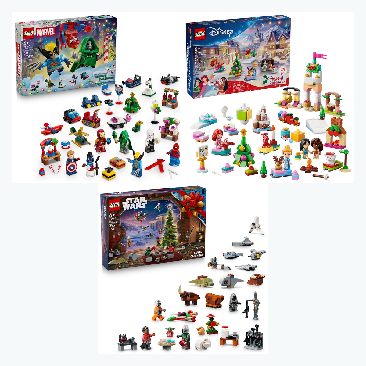 LEGO Marvel, Disney Princess and Star Wars 2026 advent calendars