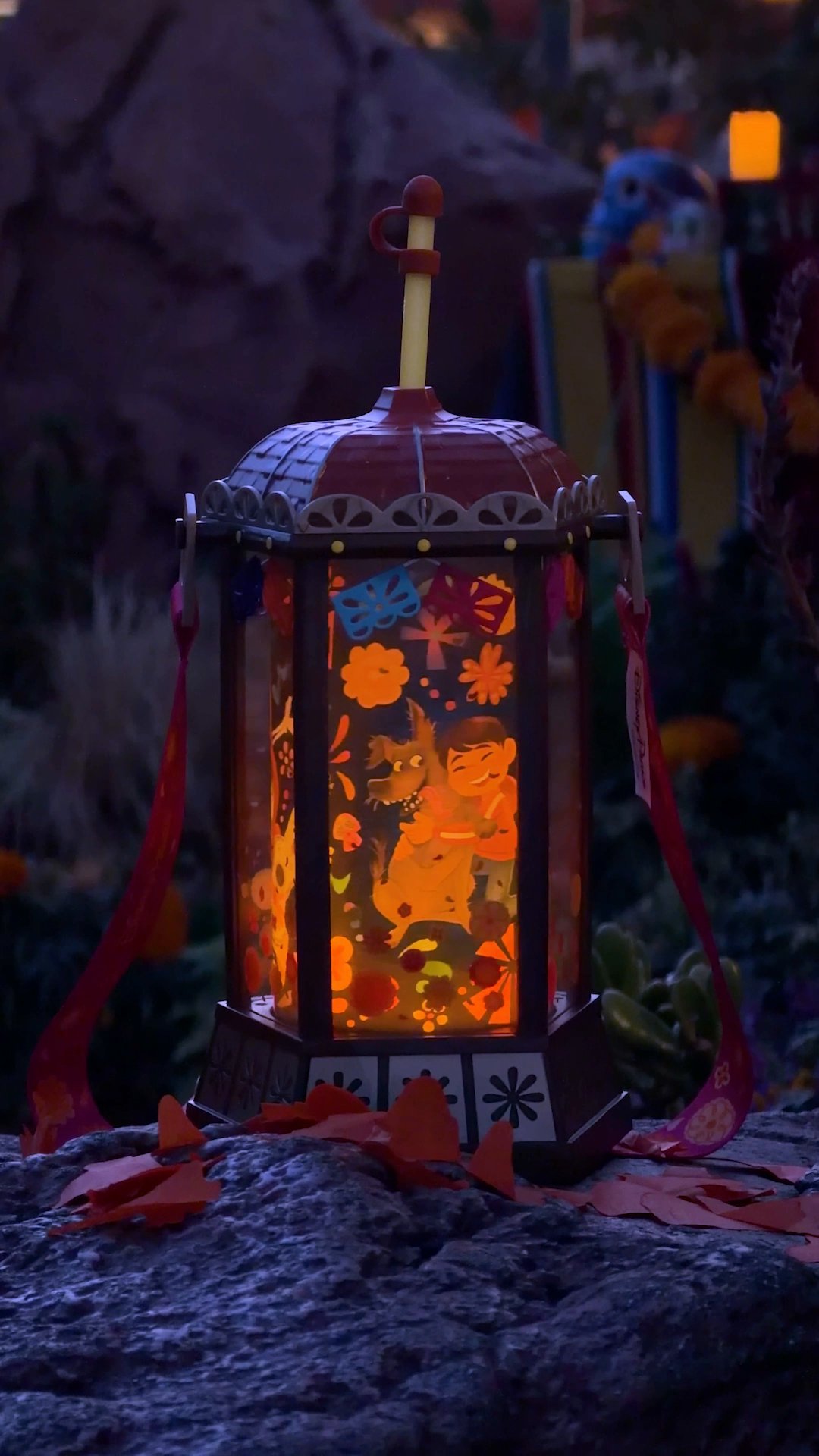 Glowing Coco Lantern Sipper with marigold designs