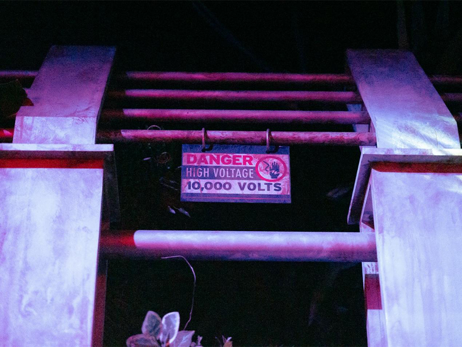 A replica of the high voltage fence from the Jurassic Park films