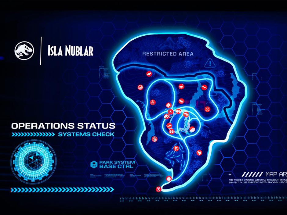 A map of Jurassic World inside Jurassic World: Escape