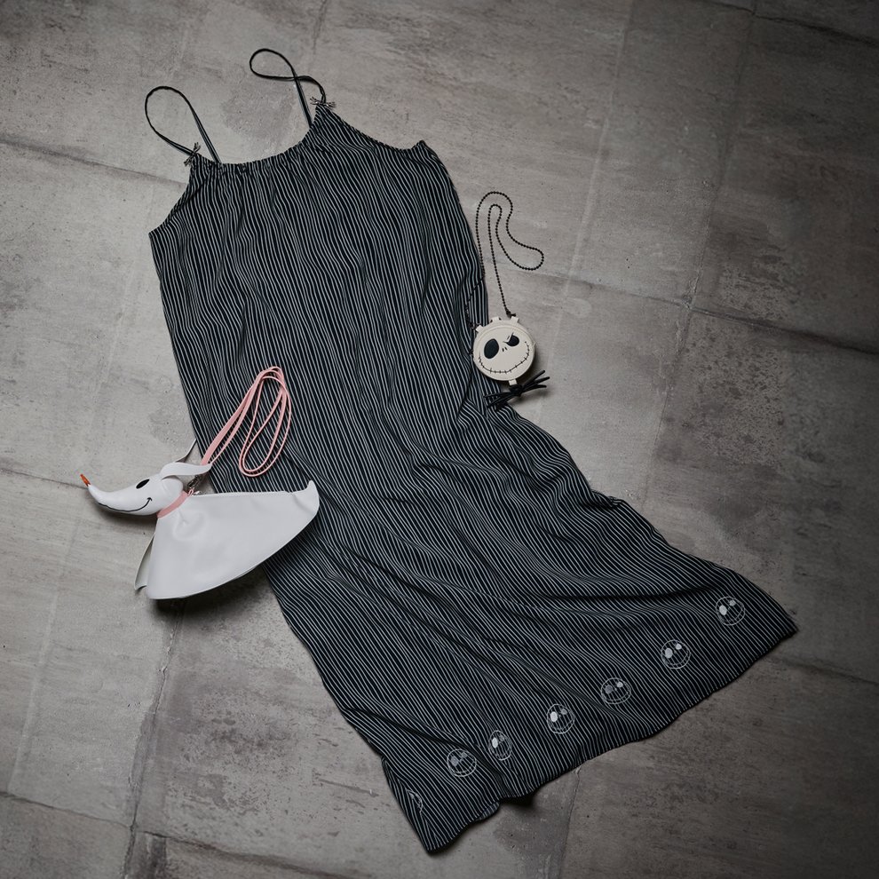 Black-and-white apparel and accessory styling from the Disney Store Japan Nightmare Before Christmas collection
