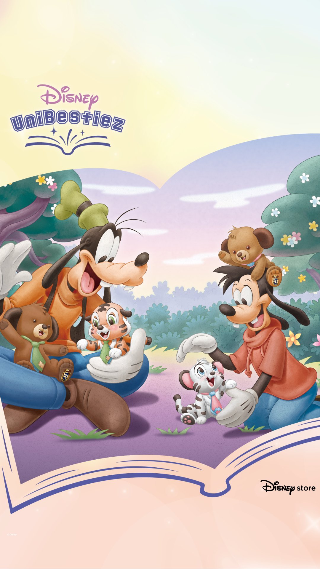 Disney UniBestiez artwork with Goofy, Max and the new tiger characters Foo Tiger and Limi Tiger