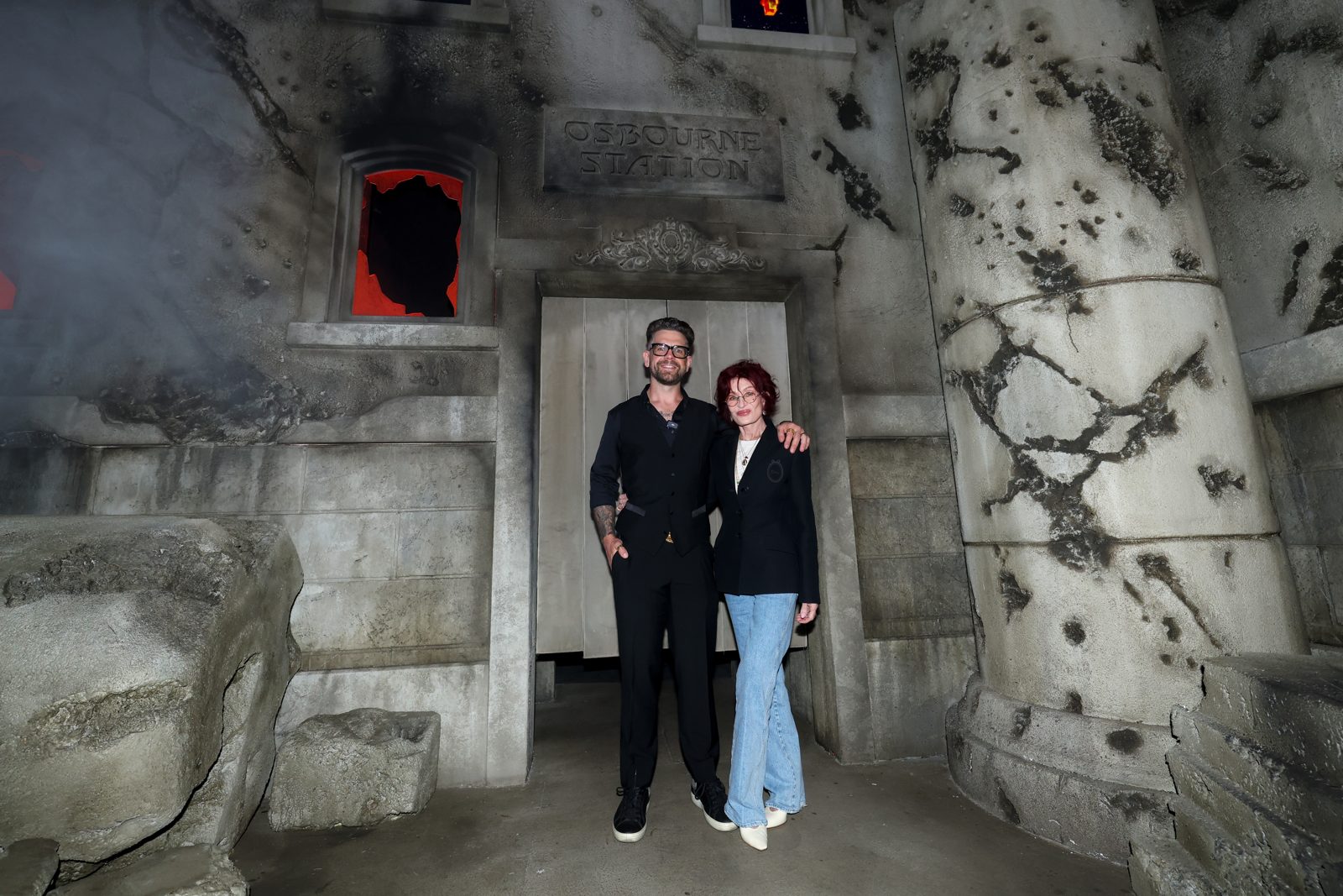 Jack and Sharon Osbourne outside Osbourne Station