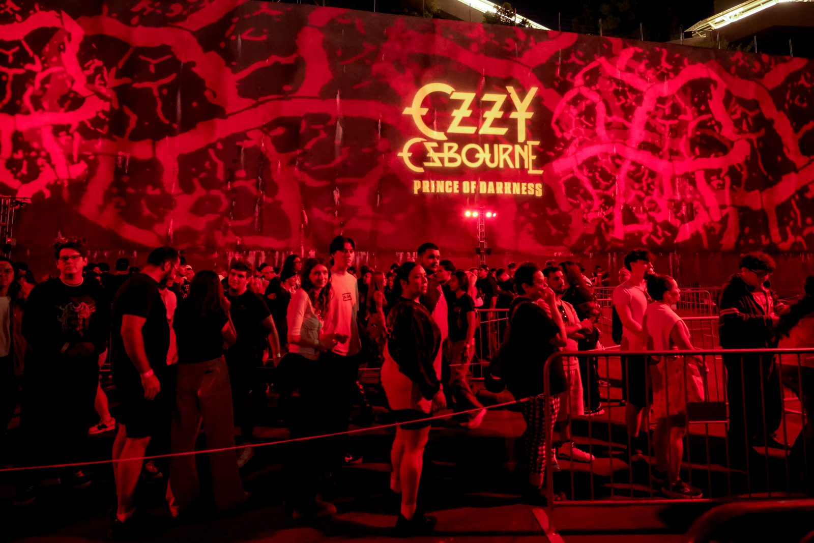 Red lighting outside the Ozzy Osbourne house