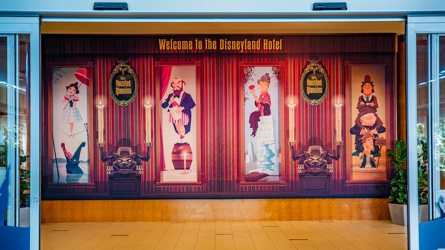 Archive photo: Disneyland Hotel Haunted Mansion lobby mural in 2021