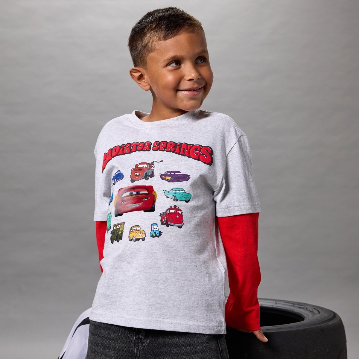 Model wearing the Cars tee