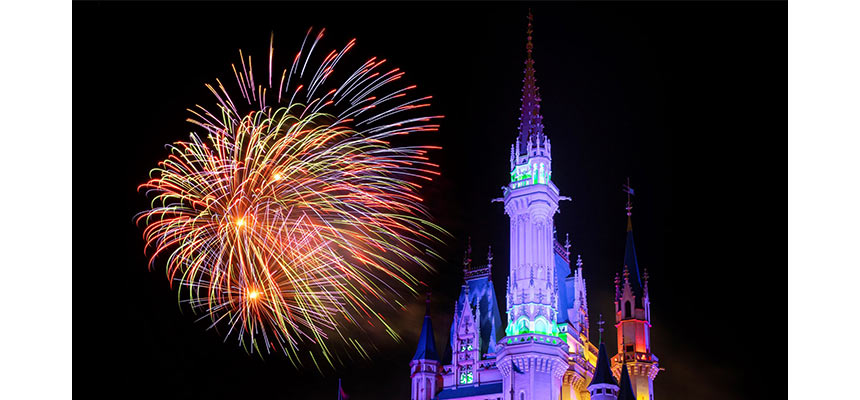 Sky Full of Colors fireworks above Tokyo Disneyland