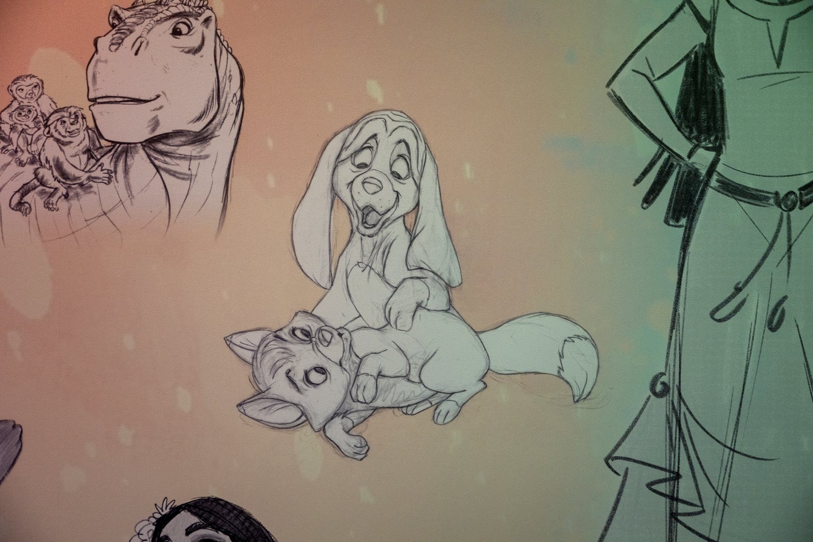Sketches on display at The Magic of Disney Animation