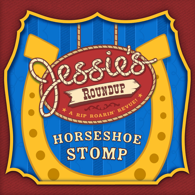 Official Horseshoe Stomp single artwork with the Jessie’s Roundup sign and a gold horseshoe