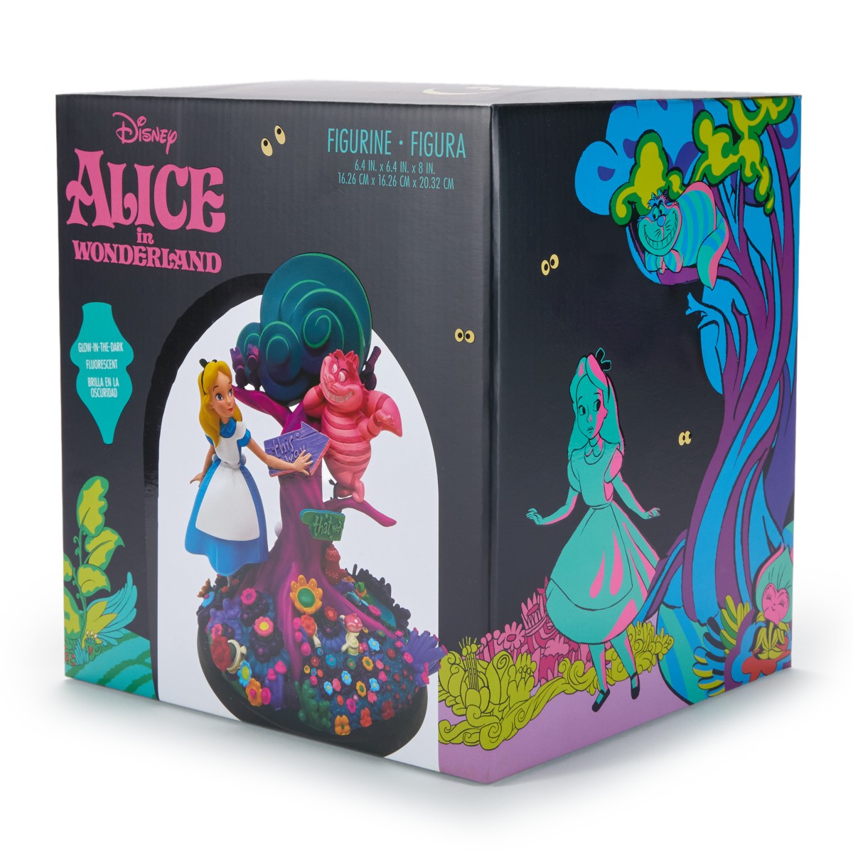 Alice in Wonderland glow-in-the-dark figure packaging at an angle
